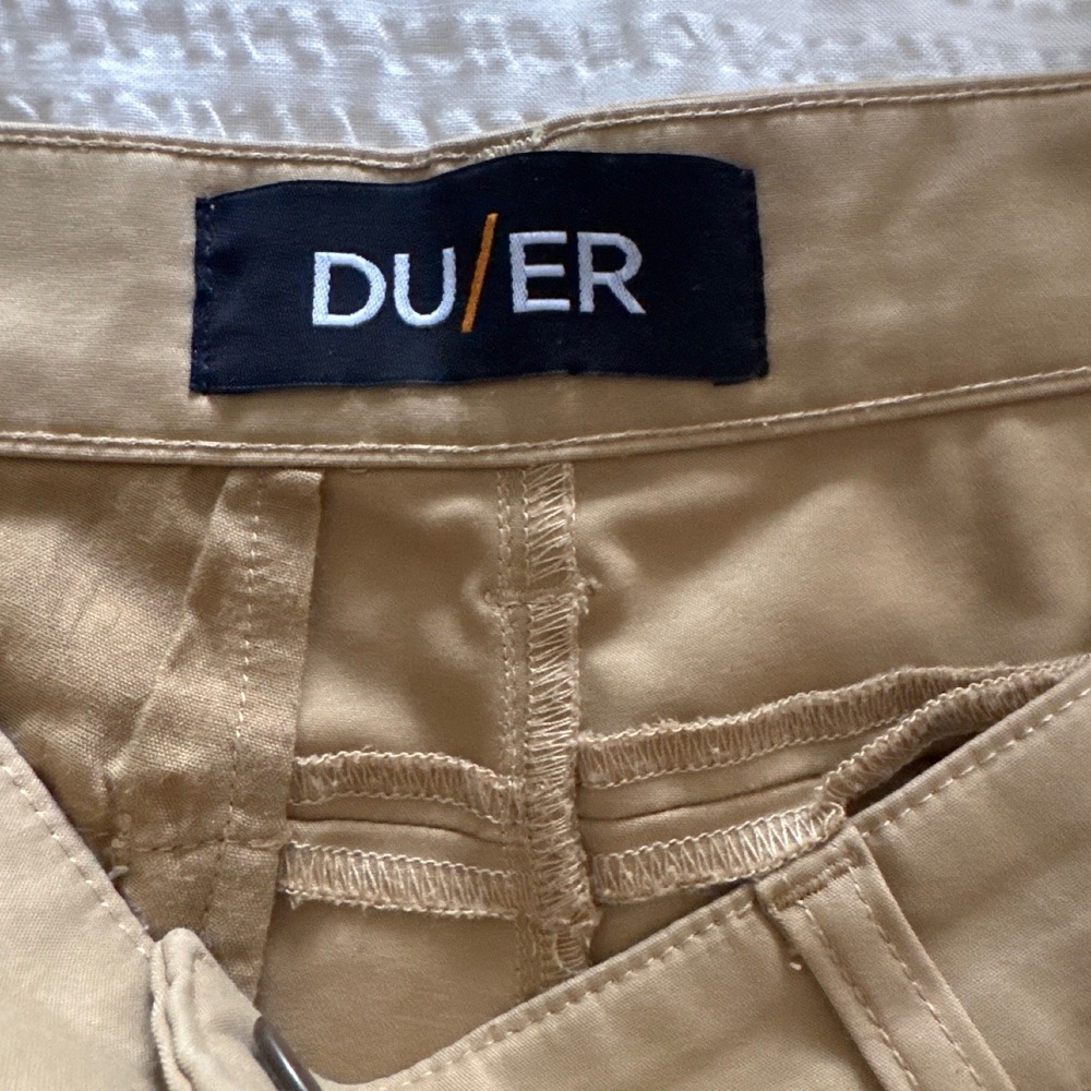 DU/ER Performance Chino Shorts Khaki Tan Stretch Mens 36 - Picture 3 of 7